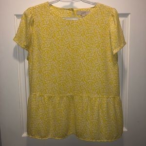 Loft Yellow Flower Peplum Top
